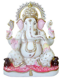 Estatua de Ganesha de mármol decorativo - Product Image 1