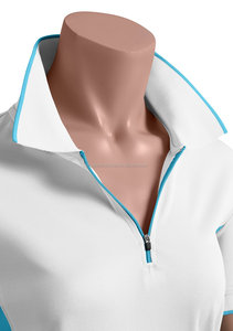 Polo blanc à manches courtes avec fermeture éclair, vêtements actifs pour filles, T-Shirts/chemise de sport, collection - Product Image 4