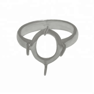 Conjunto de puntas de forma ovalada sólido. Anillo de Plata de Ley 925 para encontrar piedra lista anillo de moda joyería al por mayor CASA DE PLATA - Product Image 1