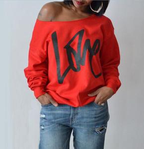 Sweat-shirt à épaules dénudées en coton personnalisé oem pour femmes - Product Image 5