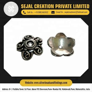 หมวกลูกปัดเงินสเตอร์ลิง925แบบโบราณเครื่องประดับแบบสำเร็จความเงางามความยาว8มม. 10มม. สร้อยคอโซ่ส่วนประกอบเครื่องประดับ - Product Image 5