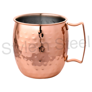 Moscow Mule-taza de cobre chapada sin mango, taza de acero inoxidable martillada, taza de café, cerveza, logotipo personalizado - Product Image 1