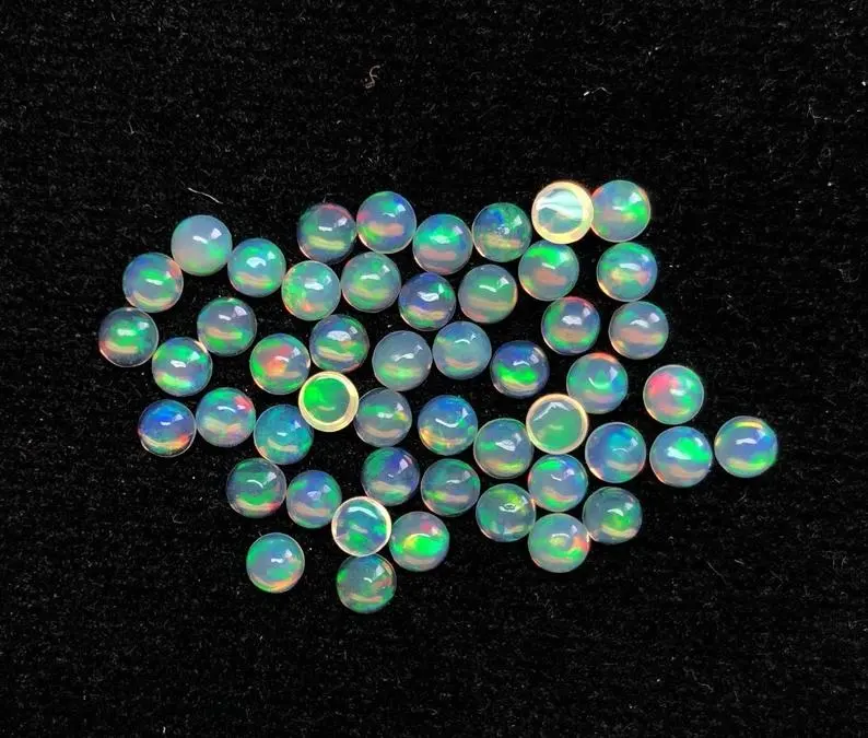 Buy Natural Ethiopian Opal Loose Gemstones 4mm Round Cabochons Semi Precious Gemstone Assorted Loose Gemstone At Factory Cost