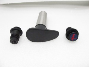 Stainless Steel <b>Wine</b> Bottle <b>Stopper</b> Set with Black Rubber Seals and Metal Plunger Tool - Product Image 3