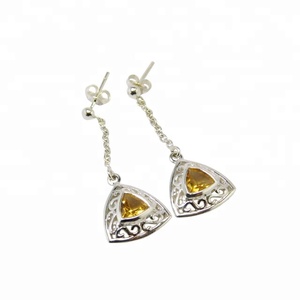 New Fashion Citrine Gemstone <b>Earring</b> Indian Wholesale 925 Sterling Silver <b>Earrings</b> Manufacturer - Product Image 1