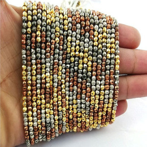 Perles rondelles à facettes multiples en Pyrite, livraison gratuite - Product Image 1