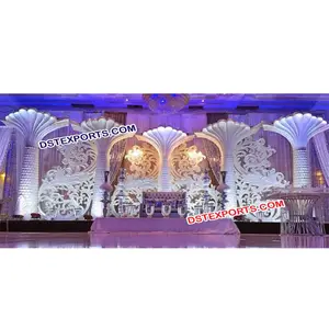 파키스탄 이슬람 웨딩 무대 장식 최신 디자인 웨딩 로얄 의자 Umberellas 무대 인도 웨딩 가구