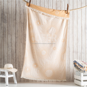 Serviette turque Sunburst Safran 100% coton-Couverture de plage de pique-nique, couvre-lit, usage multiple Jacquard fait turc - Product Image 2