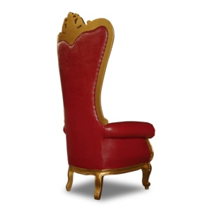 เก้าอี้บัลลังก์หลังสูงทำจากไม้สีแดงแบบโบราณสไตล์งานแต่งงานหรูหราทันสมัยพร้อมงานเลี้ยงสีทองเฟอร์นิเจอร์โรงแรม - Product Image 3