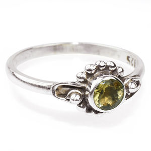 สง่างามรอบรูปร่างฝาสีเหลือง925แหวนเงินสเตอร์ลิงเงินพลอยเงิน - Product Image 1