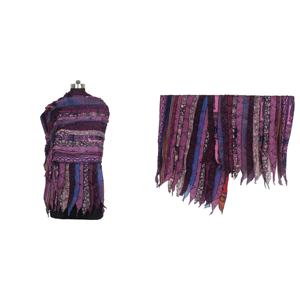 Reversible Silk Sari Stole Vintage Round Work Girl's <b>Neck</b> Wrap Indian Sari Patches Reversible <b>Scarf</b> Colorful Striped <b>Scarf</b> - Product Image 1
