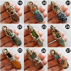 Pendentif en argile polymère naturelle, 1 pièce, pierre précieuse, collier sous forme de labradorite - Product Image 4