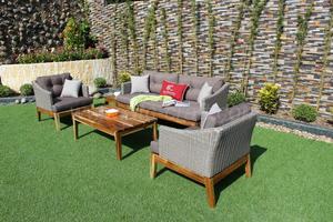 Ensemble luxueux de canapé en poly rotin pour l'extérieur ou le salon Cadre en aluminium Pieds en bois Fibre d'osier - Product Image 4