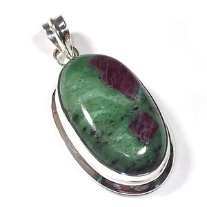 Colgante Ovalado de Plata 925 con Rubí Zoisita Natural, Estilo Bohemio, Unisex, para Uso Diario, con Dije Solitario - Product Image 6