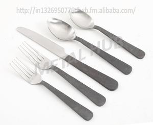 Sustainable Stainless Steel Flatware <b>Set</b> 5 Piece Cutlery with Hand Forged Rough Texture Handle Elegant & Eco Friendly Dining <b>Set</b> - Product Image 1