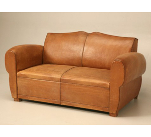 Sofá de Cuero de 2 Plazas Estilo Indio Premium, Muebles Modernos para Sala de Estar, Cómodo Sofá Tapizado Marrón con Madera Sólida - Product Image 1