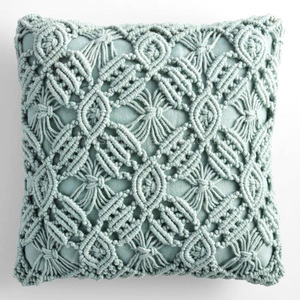 High Quality Boho <b>Sofa</b> Couch Pillow <b>Cover</b> Macrame Pillow Case Cotton Rope Solid Cushion <b>Cover</b> Made in India - Product Image 1