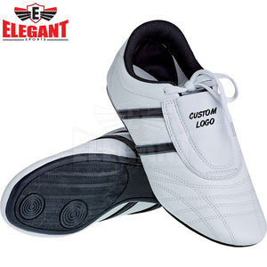 Sports Training White/Black Leather Martial Arts <b>Kickboxing</b> Taekwondo <b>Shoes</b> - Product Image 1