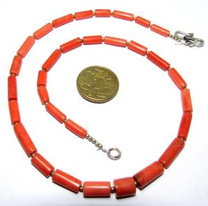 Collar de piedras preciosas sueltas con forma de tubo de coral italiano, fabricación de joyas, calidad increíble natural - Product Image 5