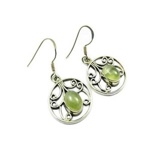 Natural <b>Green</b> Prehnite Gemstone <b>Earring</b> Handmade 925 Sterling Silver Jewelry <b>Earrings</b> For Girls Fashion Jewelry Manufacturer - Product Image 1