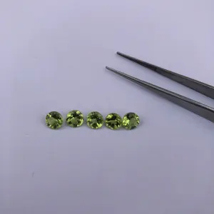 6 มม.สีเขียวธรรมชาติ Peridot ด้านกลมตัดอัญมณีกึ่งมีค่าขายส่งราคาหินหลวมสําหรับเครื่องประดับทําข้อตกลงออนไลน์