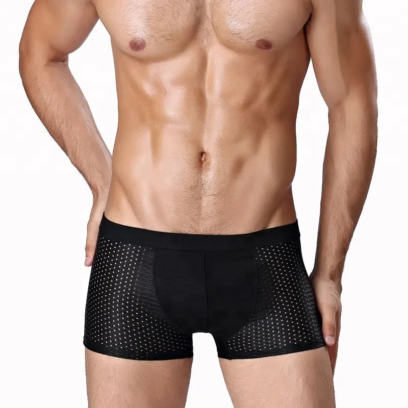 Black color men's underwear with mesh fabric