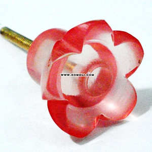 Perilla de mango de baquelita con forma de flor, rosa roja - Product Image 2
