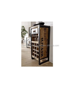 Mueble industrial Gabinete de vino con sillas de bar Solución de almacenamiento elegante y duradera para la colección de vino - Product Image 1