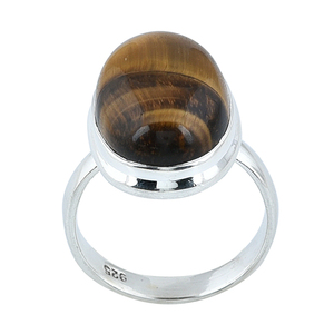 Forma ovalada Ojo de tigre Piedra preciosa Anillo de plata esterlina 925 Joyería Anillo de moda elegante para boda, regalo y fiesta para mujeres, hombres - Product Image 1