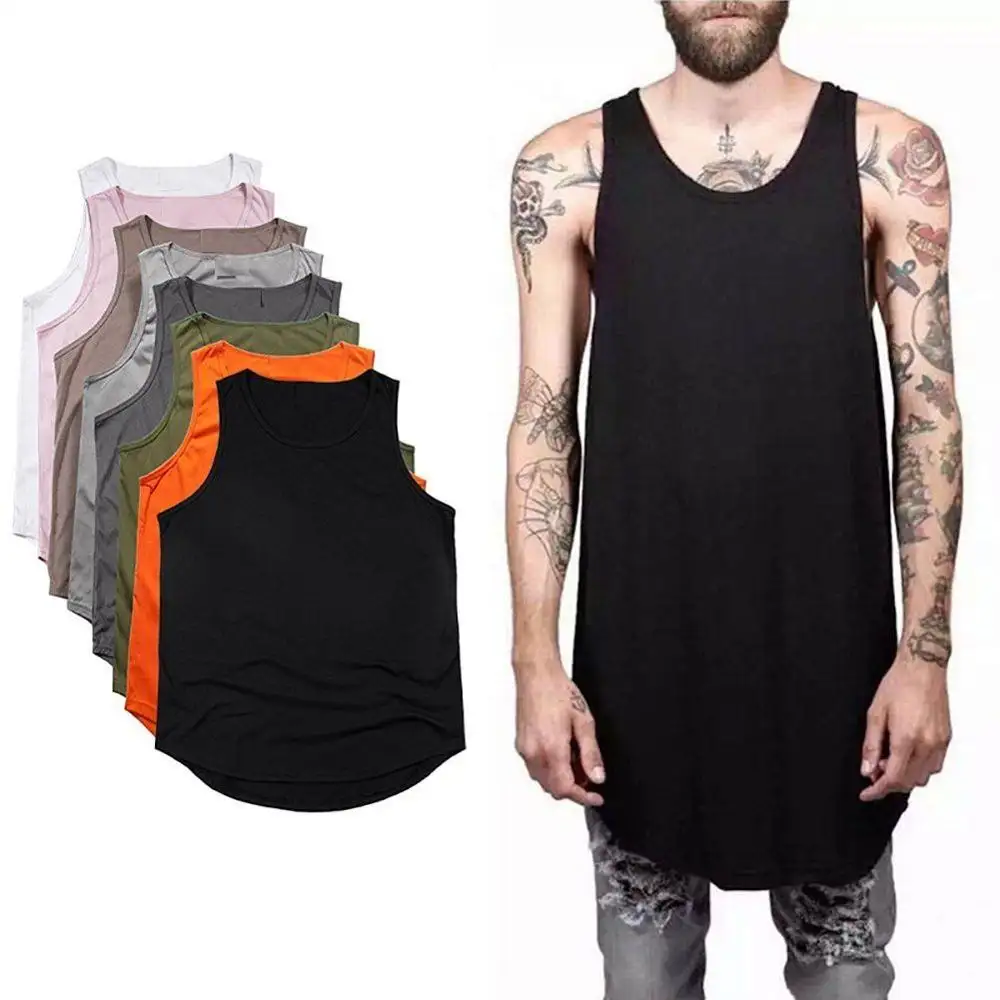 Débardeur de marque pour homme, haut avec ourlet incurvé, style Hip-Hop, Singlet