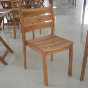 Kursi Taman Susun Kayu Acacia Vietnam, Furnitur Luar Ruangan Kayu Solid 510X475X815Mm dengan Finishing Minyak