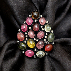 แหวนแฟชั่น925สเตอร์ลิงเงินสีดำออกซิไดซ์เครื่องประดับเพชรหลายชิ้นทำจากเพทายเม็ดเพชรชุดเครื่องประดับชั้นดีจากธรรมชาติ - Product Image 3