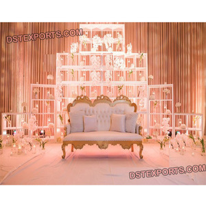 New Trend Wedding Stage Back Frames Latest Candle Lighting <b>Decorated</b> Candle Wall Backdrops Factory Price Stage Setup Australia - Product Image 1