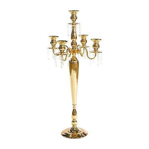 Soporte de vela de decoración para el hogar, soporte de vela de Metal puro de latón pulido brillante con 5 brazos para Celebración de Navidad - Product Image 1