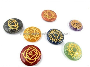 Alta calidad 7 chakra conjunto curación forma redonda 7 chakra piedra conjunto Reiki grabado piedra preciosa curación natural cristal al por mayor - Product Image 3