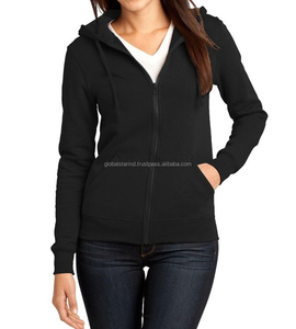 Sudadera con capucha de manga larga para mujer azul marino de alta calidad con cremallera y tejido de punto de bolsillo para uso en exteriores - Product Image 4