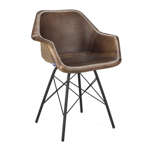 Silla industrial moderna Diseño de madera y cuero al por mayor - Product Image 2