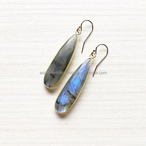 925 Sterling Silver Vermeil Gold Boucles d'oreilles en Labradorite faites à la main pour les mariages ou les cadeaux Bijoux en pierres précieuses naturelles - Product Image 1