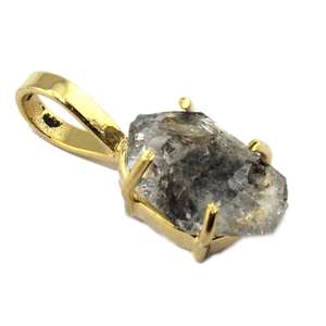 Herkimer เครื่องประดับจี้เพชรจากธรรมชาติ,จี้แฮนด์เมดสำหรับสร้อยคอจี้ชุบทอง24K ดีไซน์แบบง่าม - Product Image 2