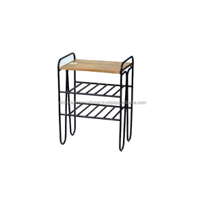 Metal Shoe <b>Rack</b> with Wooden Top Entryway Storage Organizer Cabinet <b>for</b> Living Room Display <b>for</b> Home Hallway - Product Image 1
