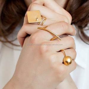 Alla moda Placcato Oro di Prezzi del Grossista di Donne di Usura Alla Moda Anello Dei Monili