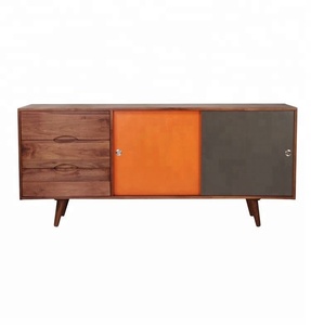 Giữa Thế Kỷ hiện đại Gỗ keo tủ có thể gập lại với ba ngăn kéo cửa trượt cho nhà bar phòng khách nhà bếp phòng ngủ - Product Image 1