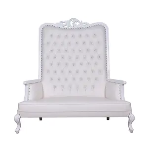 French Design Love Seat White Wedding Sofa High Back Throne Chair Solid Wood Frame for Hotel Furniture Wedding Events