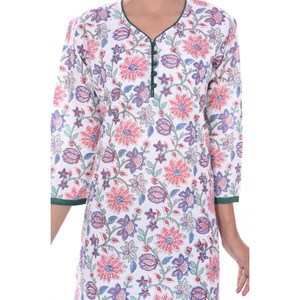 Túnica con estampado de flores para mujer, túnica corta hecha a mano con estampado de kurtis - Product Image 5