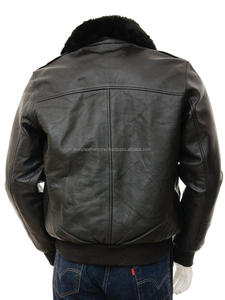 Isonz-chaqueta de cuero para hombre, Cazadora Bomber de cuero negro, zona de cuero - Product Image 2