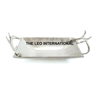Tazón Decorativo de Metal Plateado con Diseño Personalizado de Antler Look, para Servir Frutos Secos, Estilo Japonés - Product Image 1