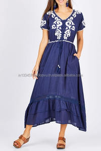 เดรสแม็กซี่สไตล์โบฮีเมียนเซ็กซี่ผ้าฮิปปี้อาริปักคอวีลึกผ้าวูลสไตล์โบฮีเมียนขนาดพลัสไซส์สำหรับชายหาดปาร์ตี้สั้น - Product Image 4