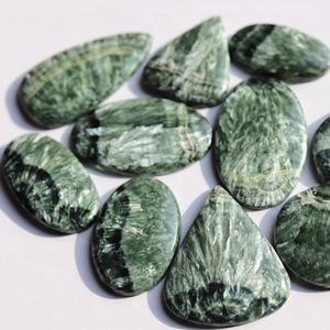 Pierre précieuse de séraphinite en cabochon de qualité AAAAA, naturelle, multi-vertes, avec certificat IGI, personnalisable, Rida Creations RC 1910 - Product Image 6