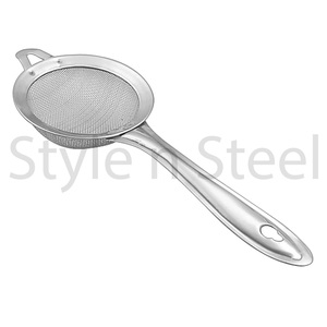 ที่กรองชาสแตนเลสที่กรองกระชอนตาข่ายเหล็กพร้อมที่กรองเสริมด้วยช้อนกรองลวดหนา - Product Image 2