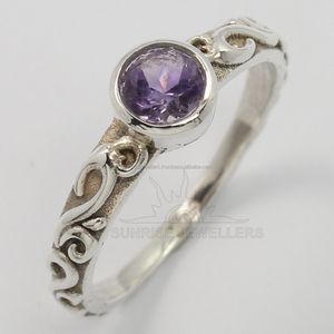 แหวนพลอยที่มีเอกลักษณ์เฉพาะแนวทันสมัย925แข็งเงินสเตอร์ลิงเครื่องประดับอเมทิสต์สีม่วงธรรมชาติเครื่องประดับแฟชันที่โดดเด่น - Product Image 2